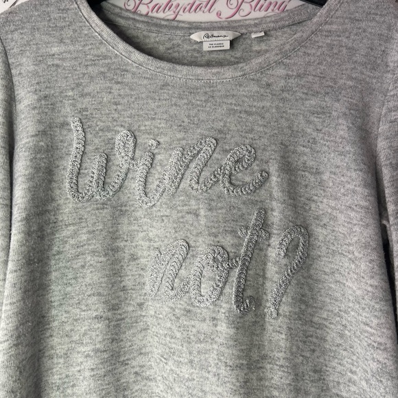Reitmans WINE NOT? sparkly pullover long sleeve hoodie sweater grey silver - Picture 2 of 8